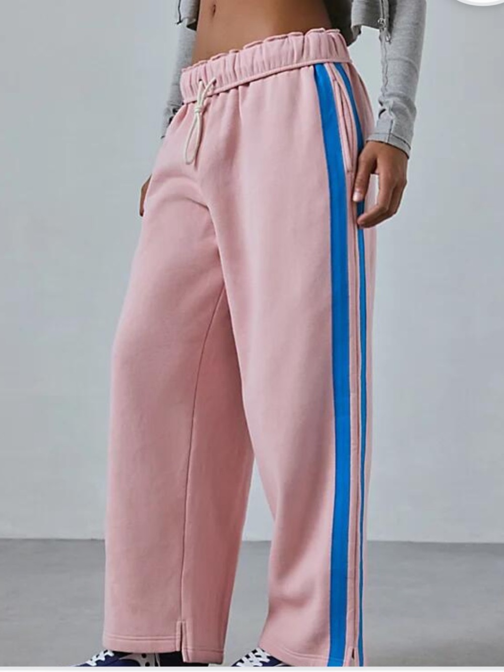 Urban Outfitters Pink Sweatpants & Crop Tank Set with Blue Stripe